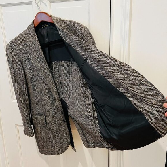 Vintage 41 S Brooks Brothers Herringbone Tweed Blazer Sport Coat Brookstweed - Picture 2 of 16